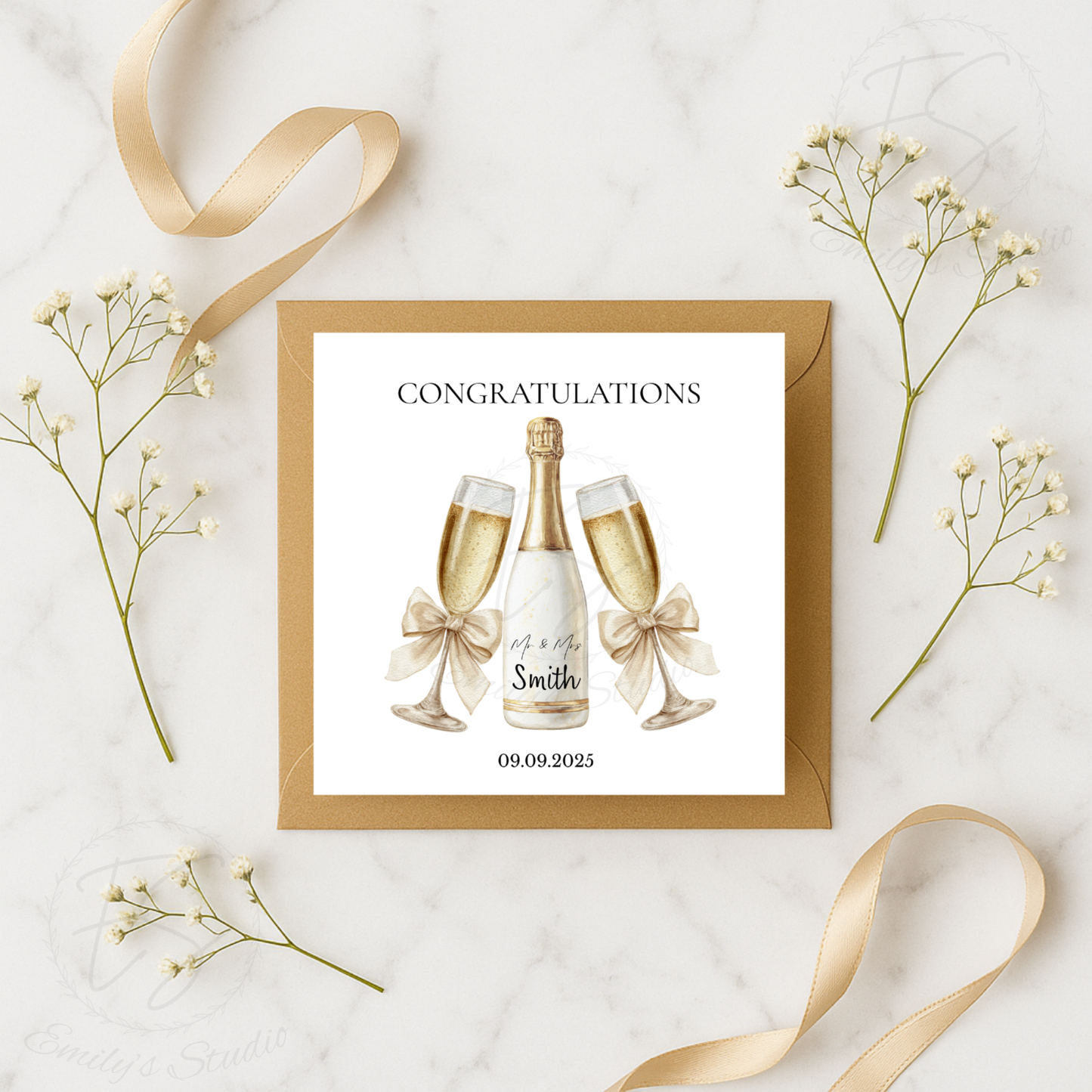 Champagne & Glass toast card