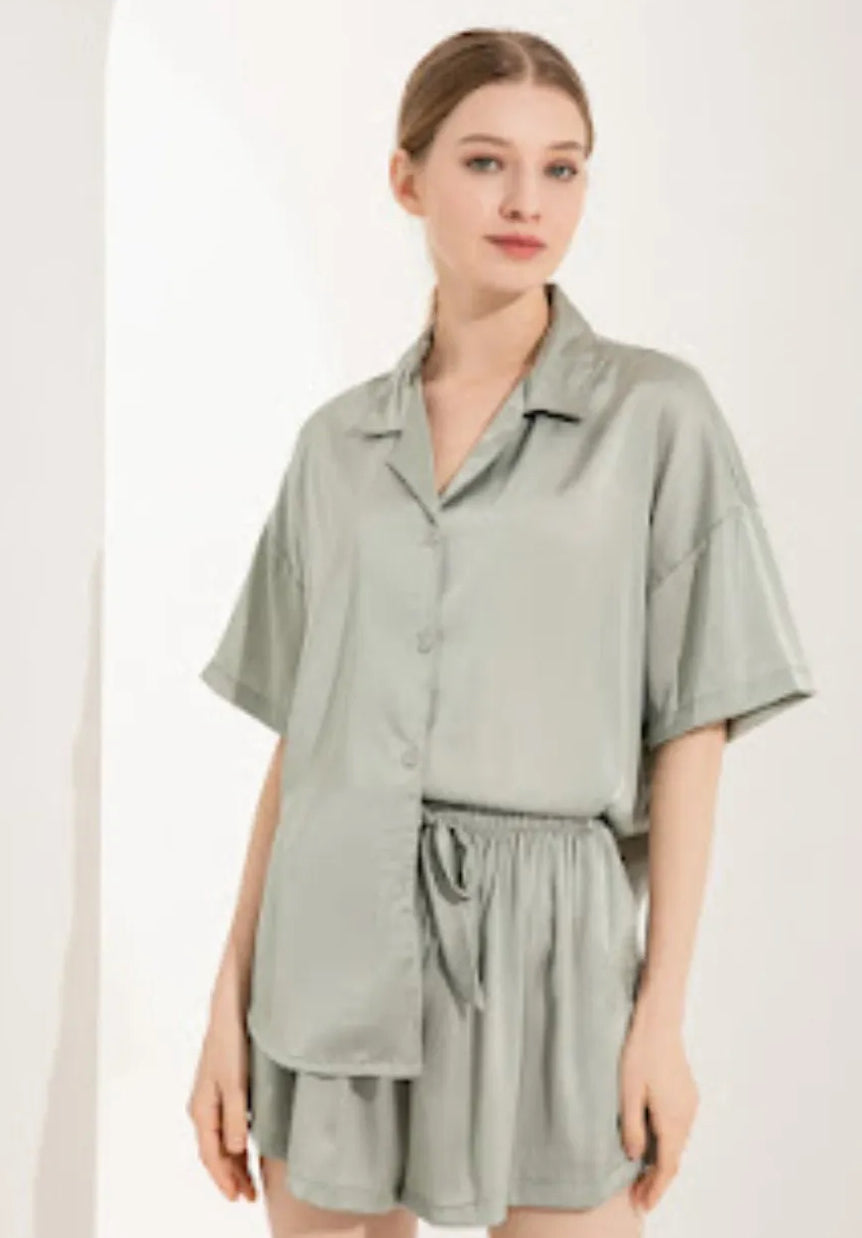 Plus Size Thick Short Satin PJS