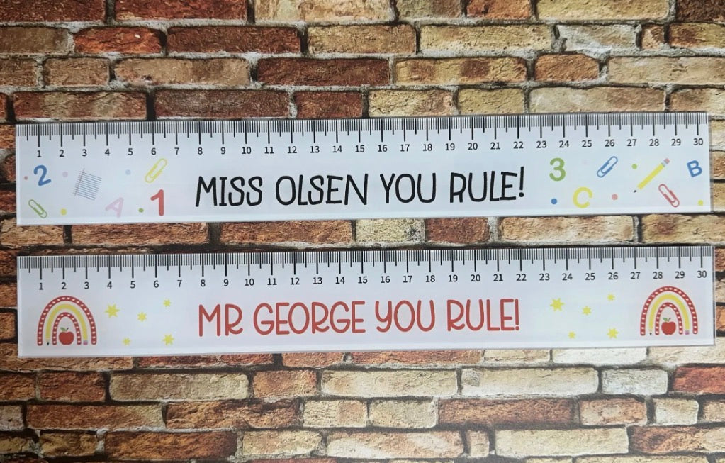 Personalised Teacher Ruler | You Rule Teacher Gift | End of Term Gift | Acrylic Ruler | Thank You Teacher | Custom Name Gift