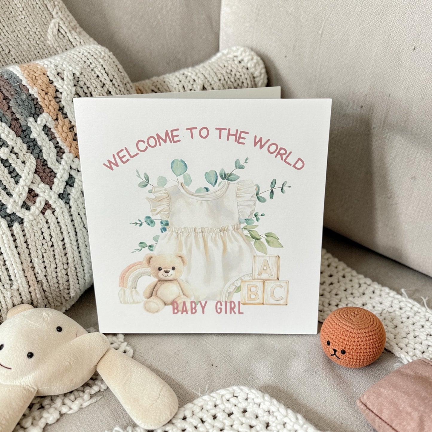 Welcome to the World Baby Card | Baby Girl/boy New Baby Card | Cute Neutral Baby Card | Newborn Congratulations Card | 6x6 Handmade Card