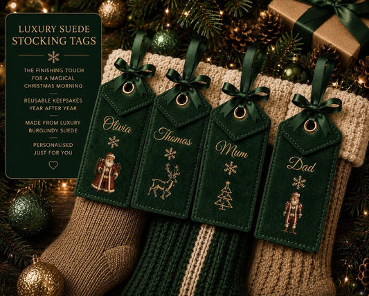 Personalised Luxury Christmas Gift Tag | Custom Christmas Present Tag | Reusable Suede Gift Tag | Christmas Stocking Tag | Personalised Christmas Decoration- vinyl only