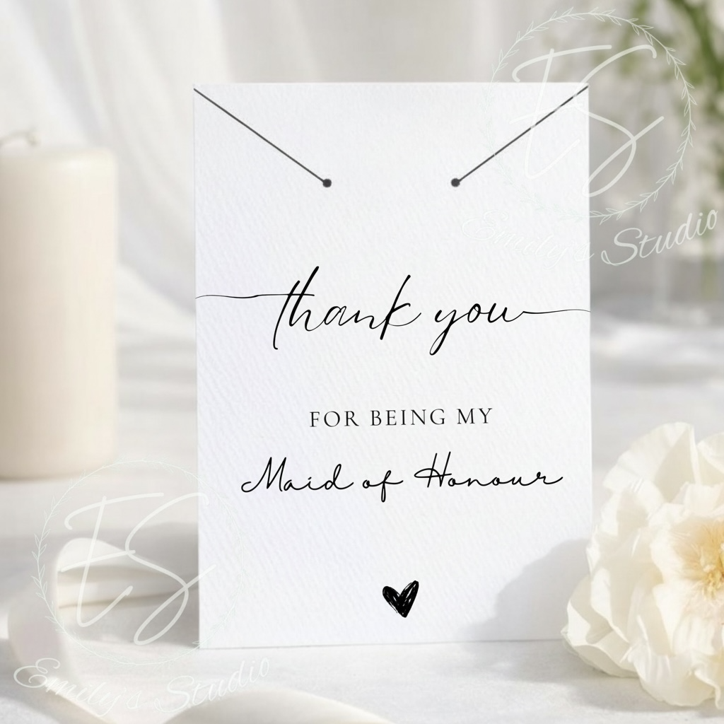 Minimalist Bridesmaid Jewellery Card, Maid of Honour Gift, Bridal Party Thank You| earring holder necklace holder