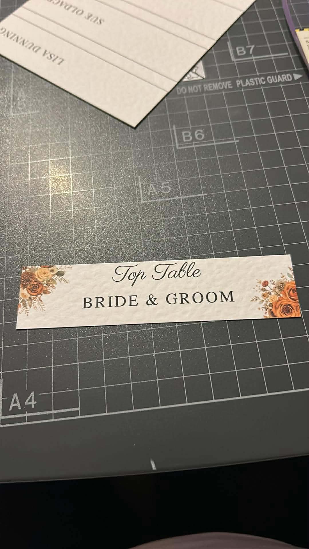 Card Table number seating chart
