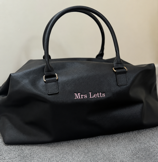 Personalised Bridal Overnight Bag | Embroidered Wedding Weekender Bag | Bride Travel Bag | Honeymoon Bag | Mrs Wedding Gift |