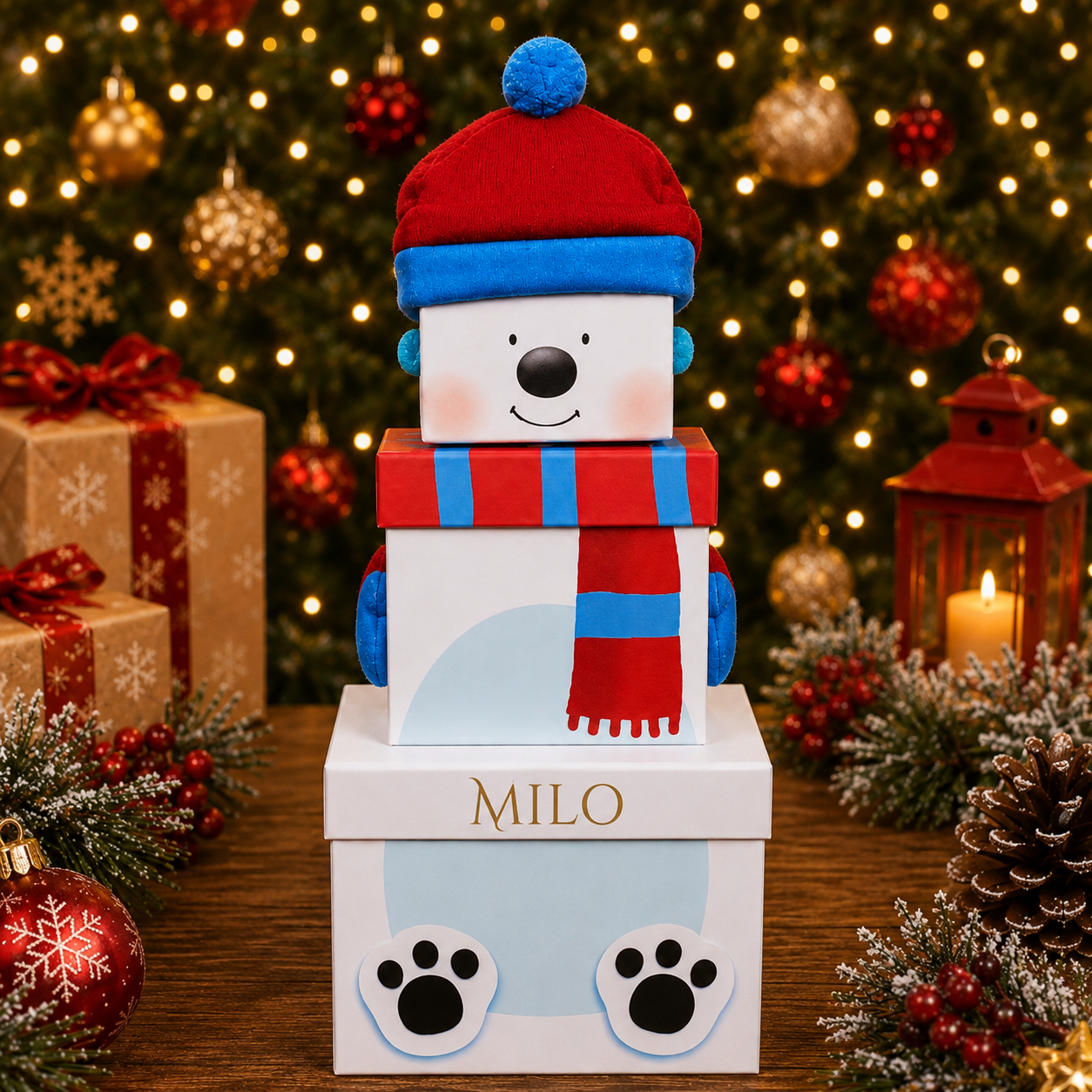 Personalised Stacking Christmas Eve Box |Kids Christmas Eve Gift Box | Santa, Elf & Snowman Christmas Box | Personalised kidChristmas Box