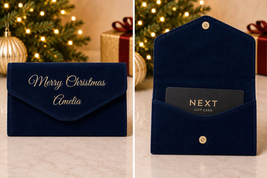 Personalised Luxury Christmas Gift Card Holder | Premium Suede Money Wallet | Christmas Cash Holder | Personalised Christmas Gift Envelope | Christmas 2026 Pre-Order- Vinyl only