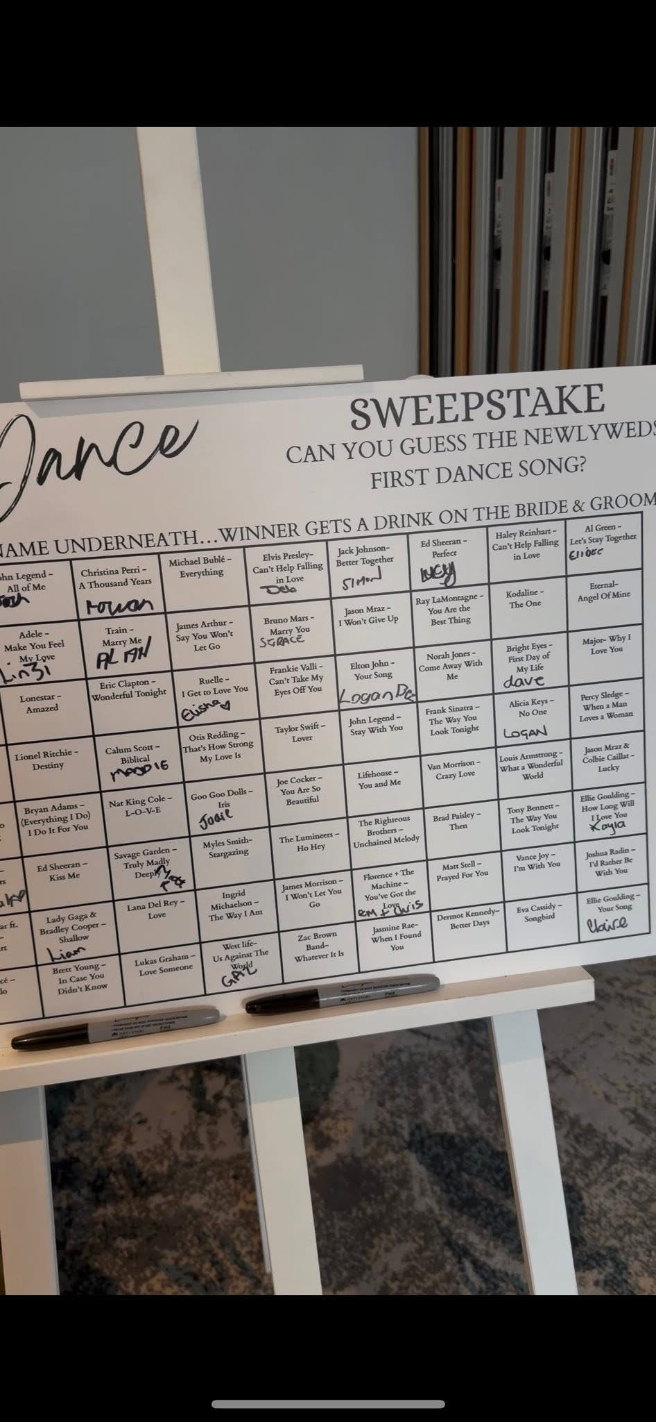 First Dance Sweepstake Board – Personalised Wedding Game