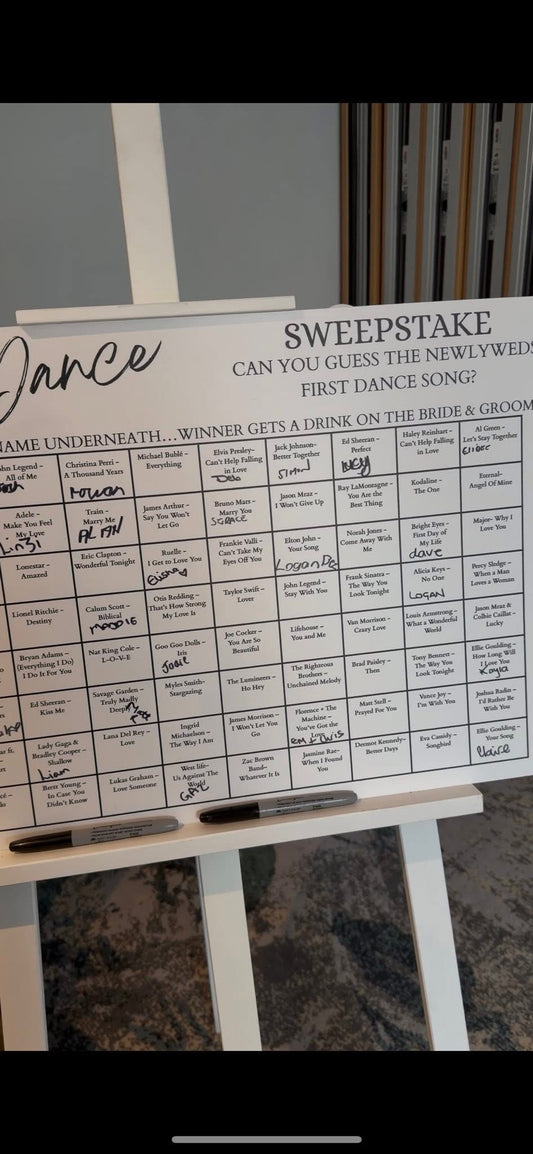 First Dance Sweepstake Board – Personalised Wedding Game