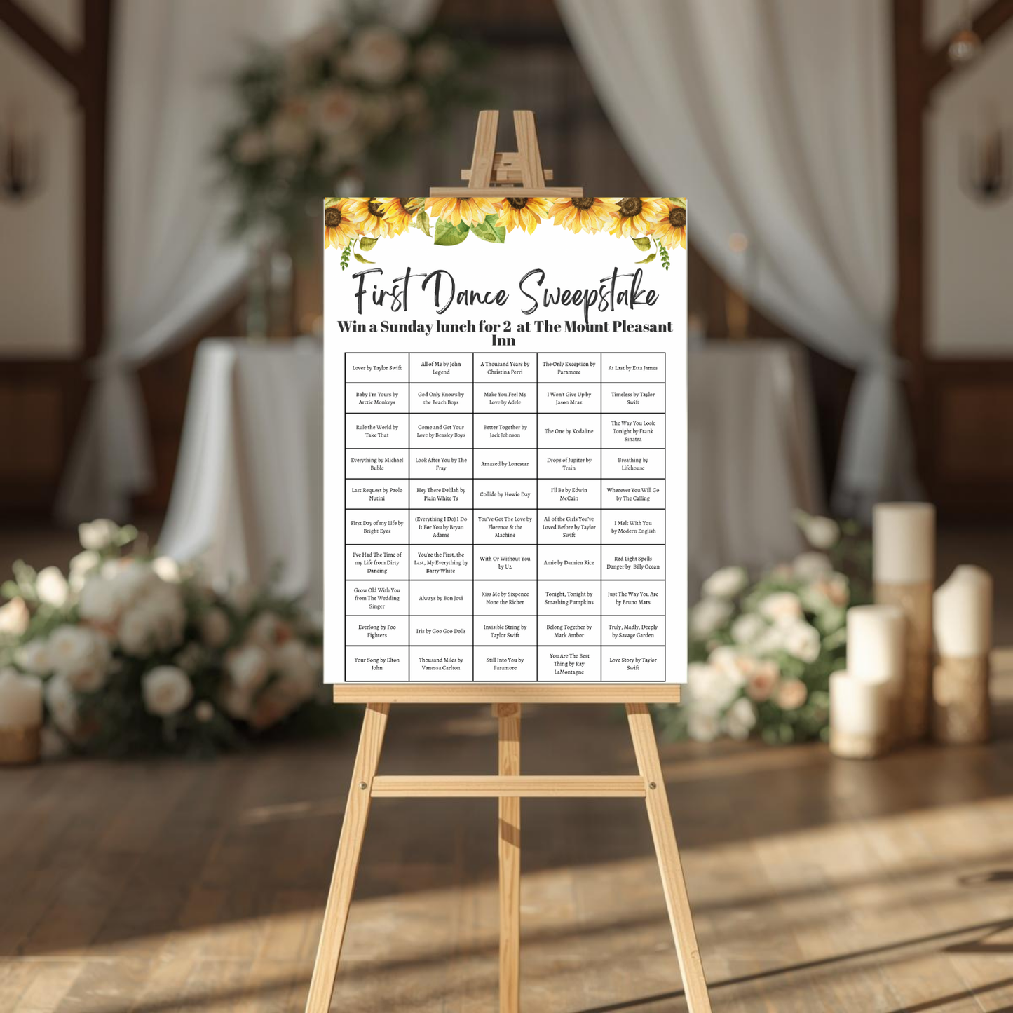 First Dance Sweepstake Board – Personalised Wedding Game
