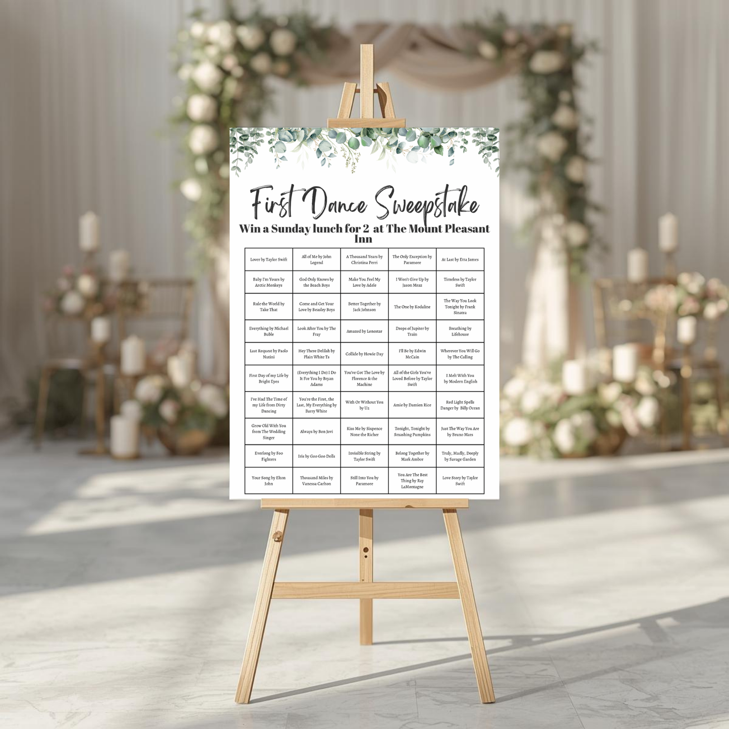 First Dance Sweepstake Board – Personalised Wedding Game