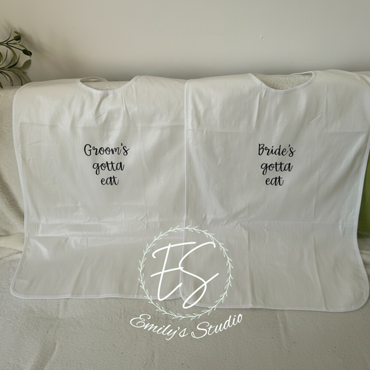 Bride & Groom Wedding Bib Set | Funny Wedding Bibs | Personalised Bride and Groom Gift Set of 2