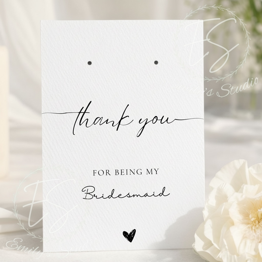 Minimalist Bridesmaid Jewellery Card, Maid of Honour Gift, Bridal Party Thank You| earring holder necklace holder