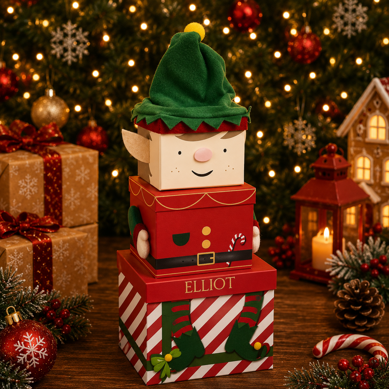 Personalised Stacking Christmas Eve Box |Kids Christmas Eve Gift Box | Santa, Elf & Snowman Christmas Box | Personalised kidChristmas Box