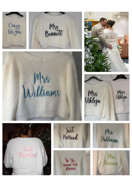 Personalised embroidered wedding Cardigan (NOT KNITTED)