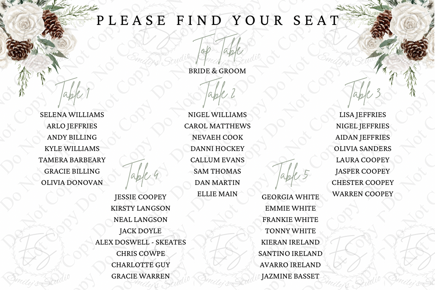 Winter Seating Plan