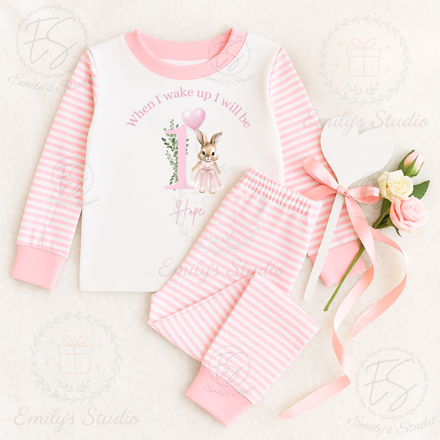 Pink bunny “When I wake up I will be”
