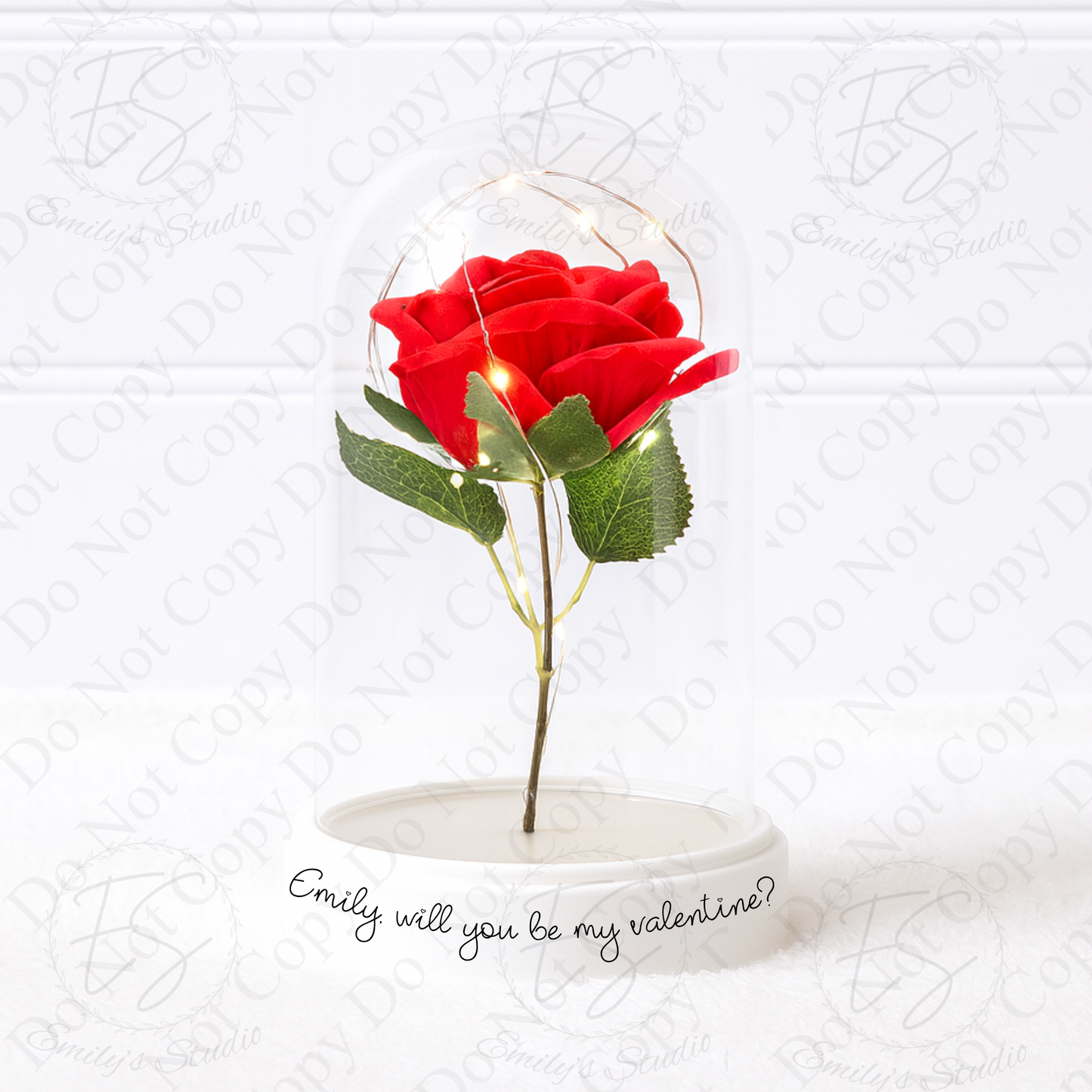 Personalised VALENTINES DAY - LED ROSE CLOCHE