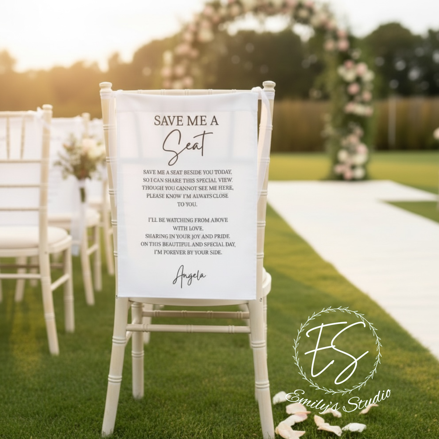 “Save Me A Seat” memorial Sash