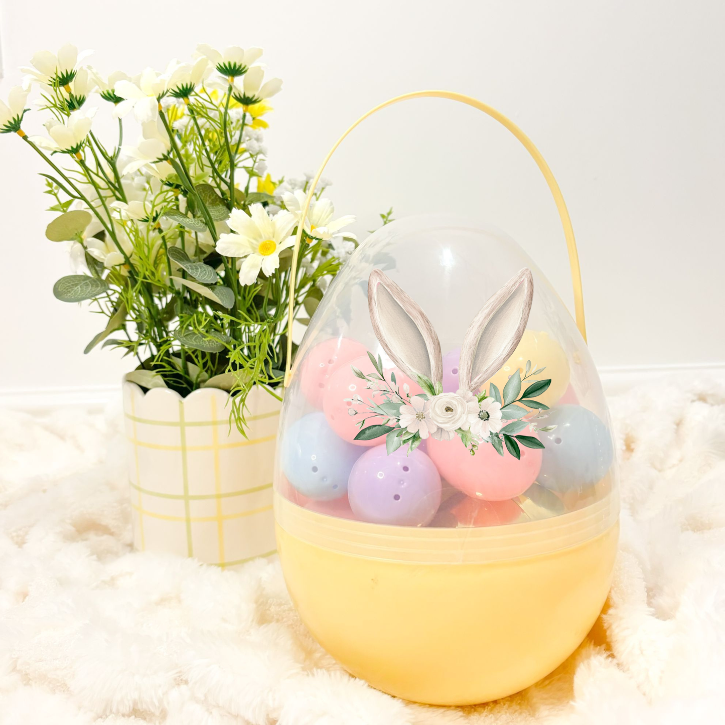 Personalised egg with handle and mini plastic eggs