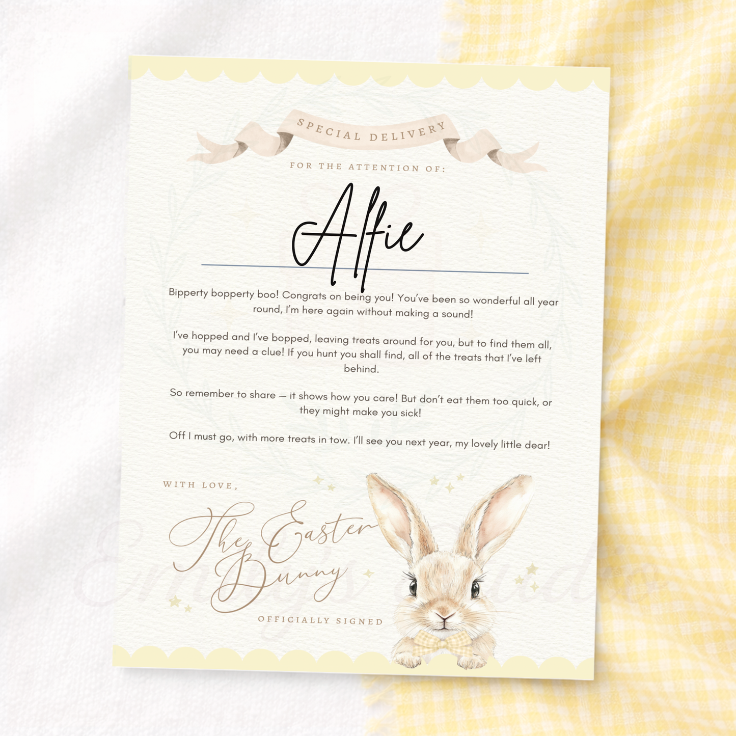 Gingham Easter Certificates