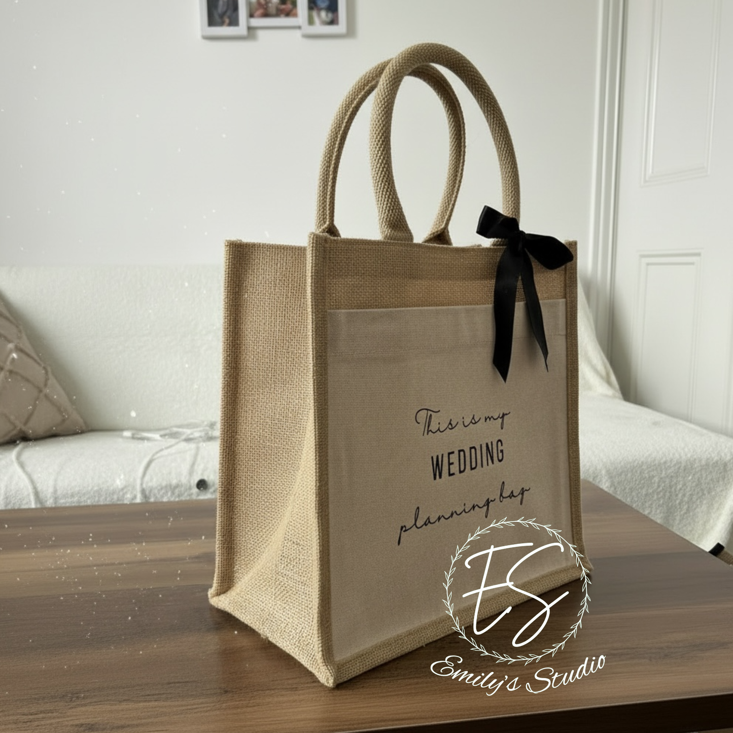 Personalised Wedding Planning Bag – Bride Tote Bag – Jute & Canvas Bridal Bag – Engagement Gift, Bride To Be Gift