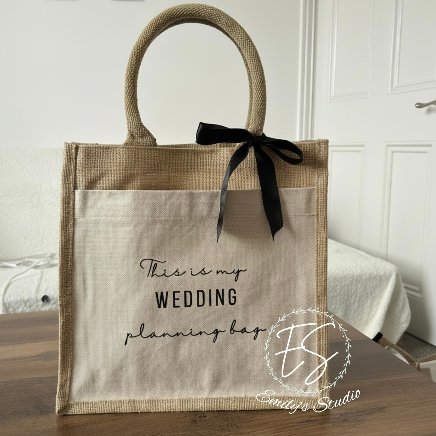 Personalised Wedding Planning Bag – Bride Tote Bag – Jute & Canvas Bridal Bag – Engagement Gift, Bride To Be Gift