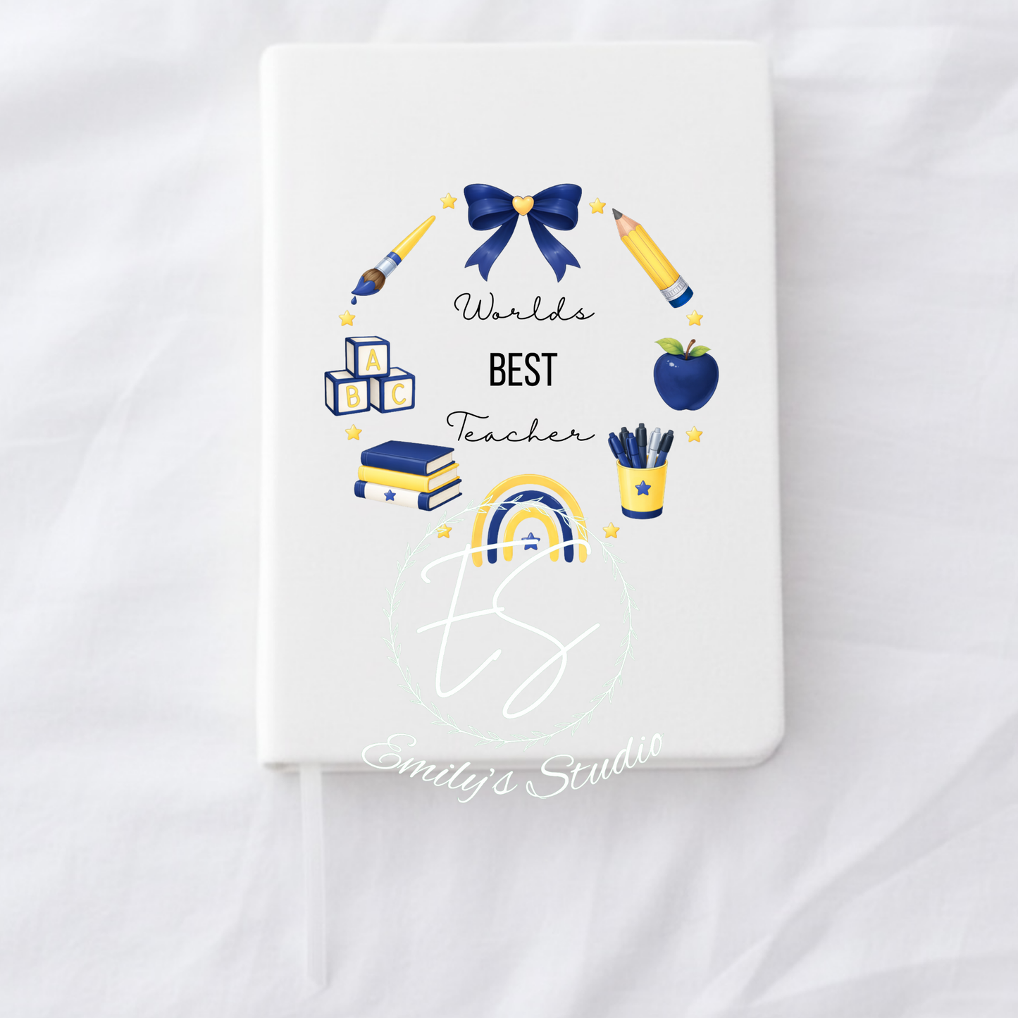 Luxury Velvet Teacher Notebook | Personalised Teacher Gift | Worlds Best Teacher | End of Term Gift | A5 Lined Journal | Pink or Navy