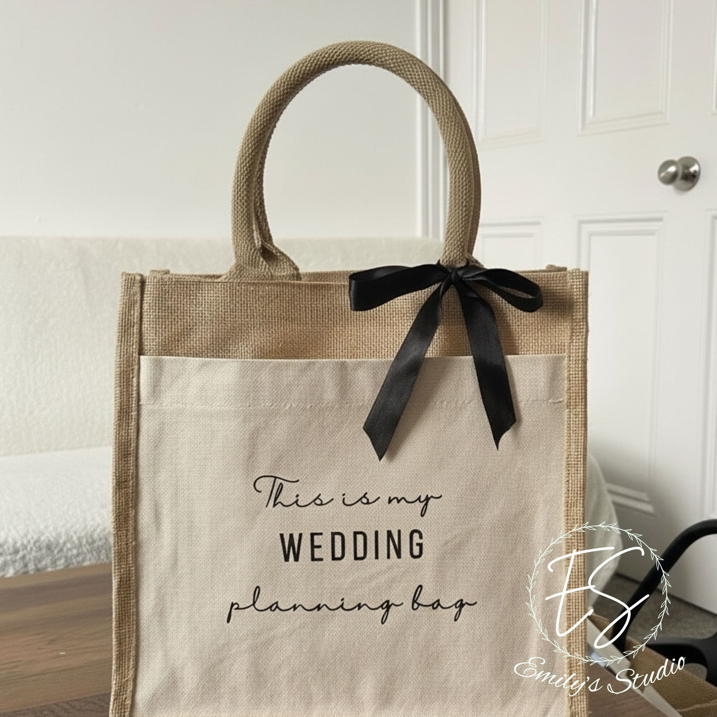 Personalised Wedding Planning Bag – Bride Tote Bag – Jute & Canvas Bridal Bag – Engagement Gift, Bride To Be Gift