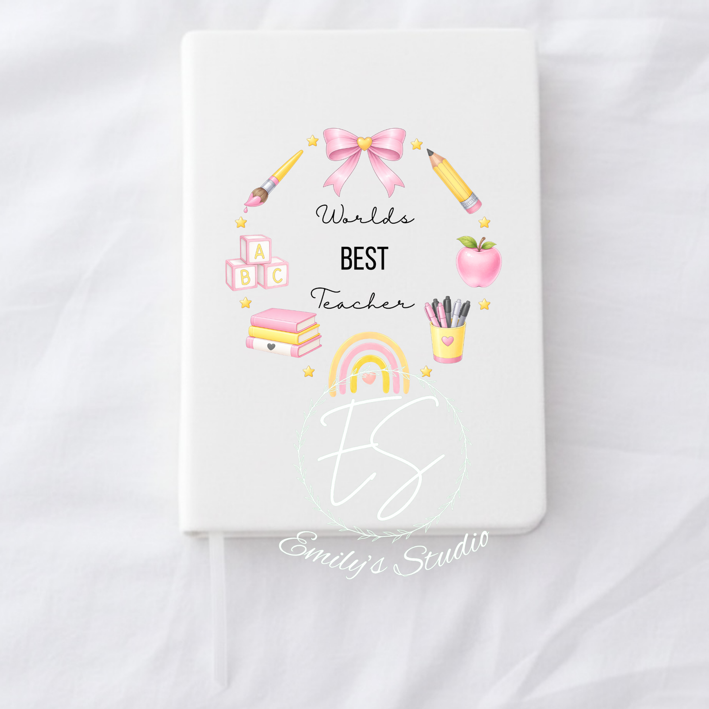 Luxury Velvet Teacher Notebook | Personalised Teacher Gift | Worlds Best Teacher | End of Term Gift | A5 Lined Journal | Pink or Navy