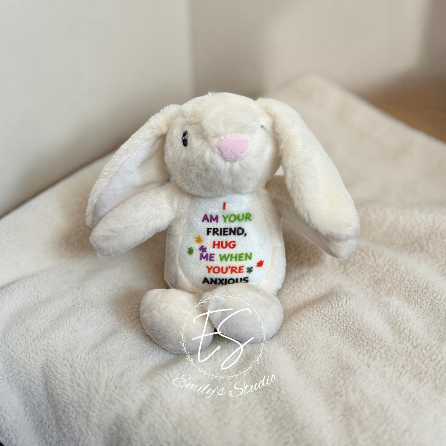 Anxiety Comfort Keychain Plush | Hug Me Keyring | Emotional Support Gift | Cute Bear Bunny Keychain | Mental Health Gift