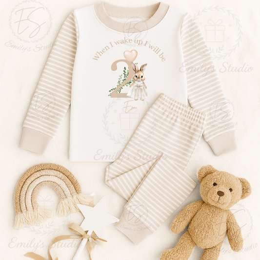 Girl beige bunny “when I wake up I will be”