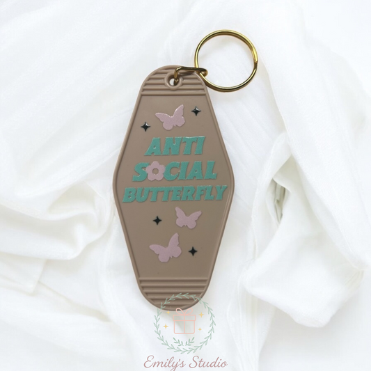 ANTI SOCIAL BUTTERFLY-motel keyring