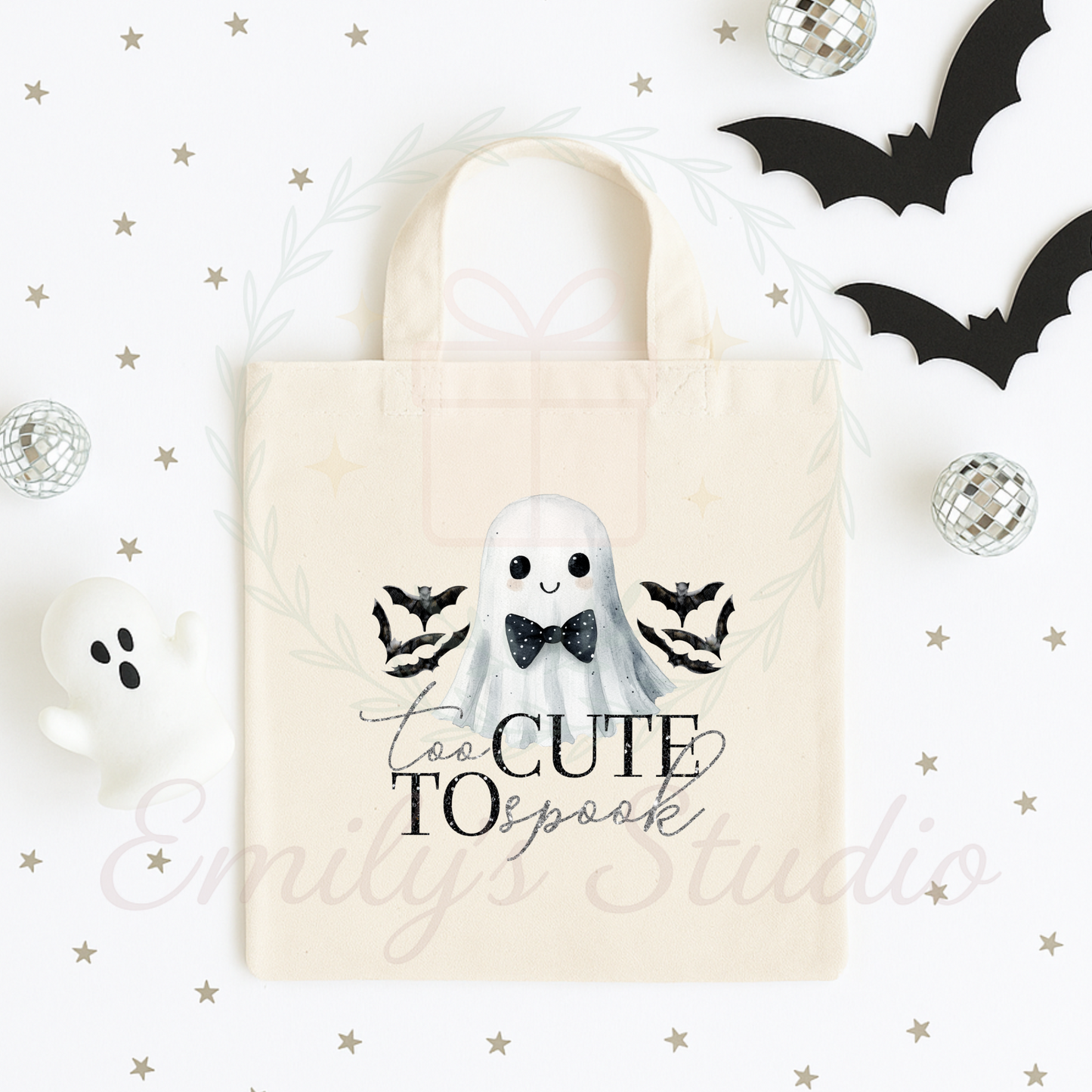 Too cute to spook Halloween trick or treat mini tote bag