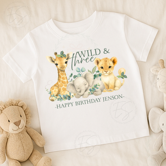 Wild 1,2 & 3 birthday T-shirt