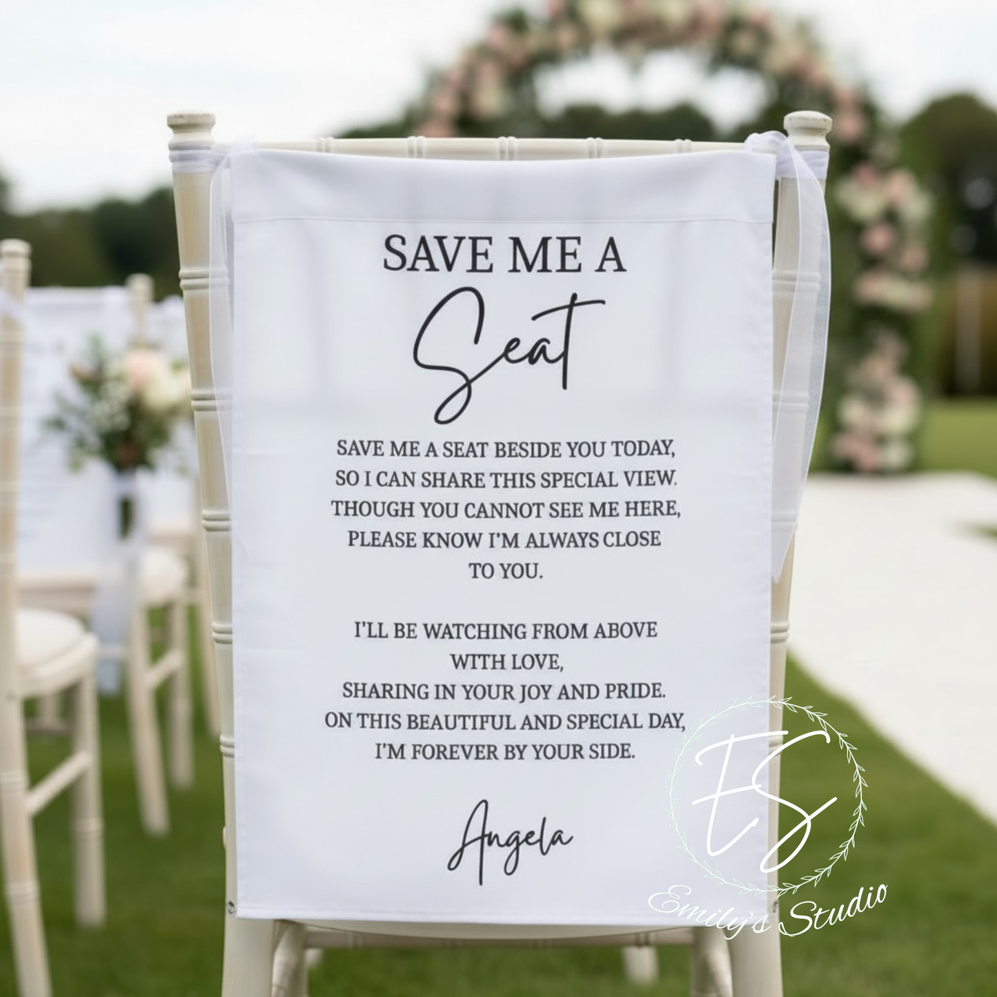 “Save Me A Seat” memorial Sash