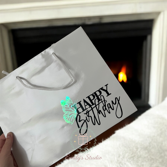 Butterfly Birthday White Gift bag