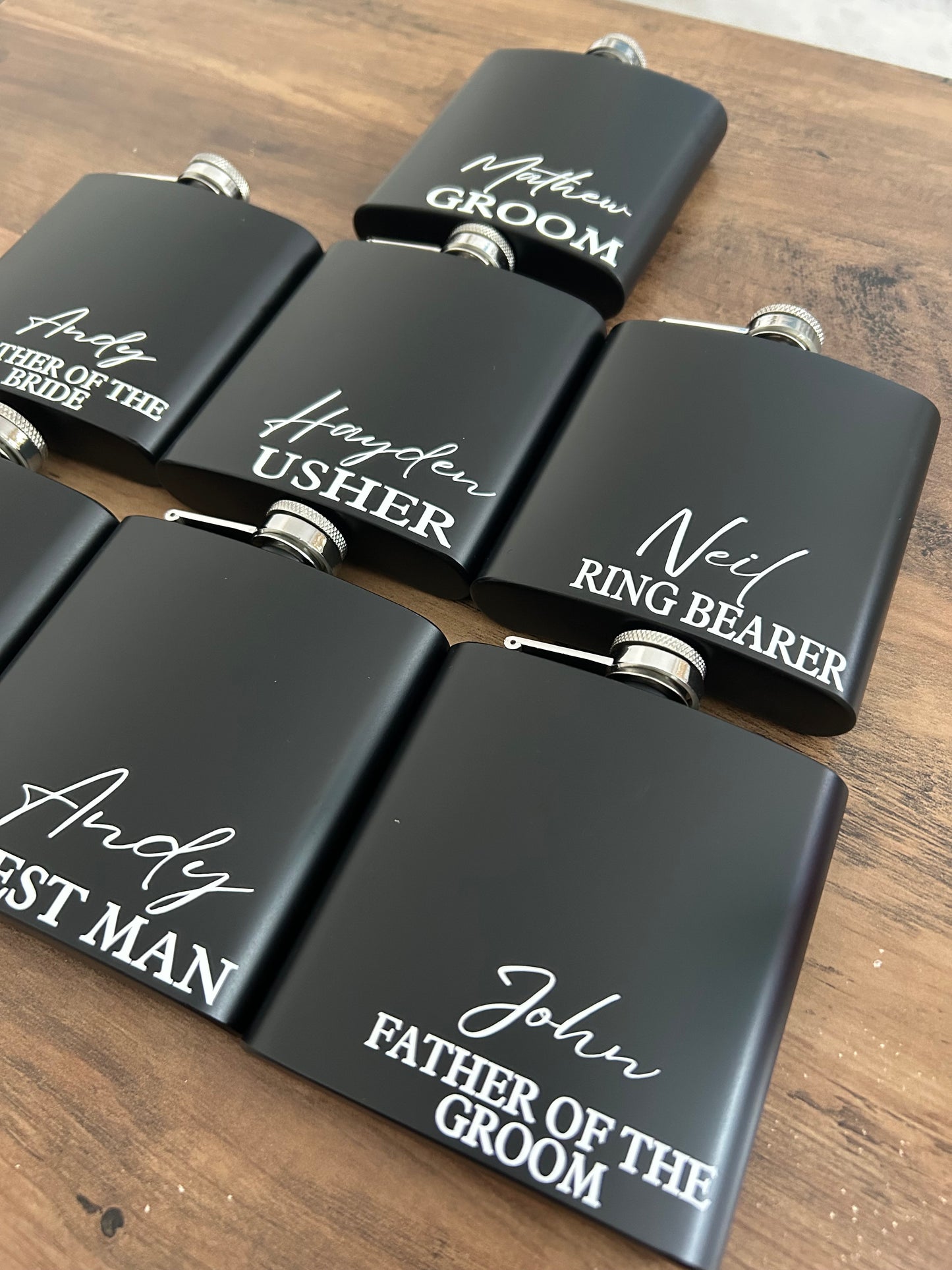 Personalised Wedding Gift Set | Custom Hip Flask, Socks & Luxury Gift Bag | Groom, Best Man, Groomsman, Dad Gift | Wedding Thank You Present