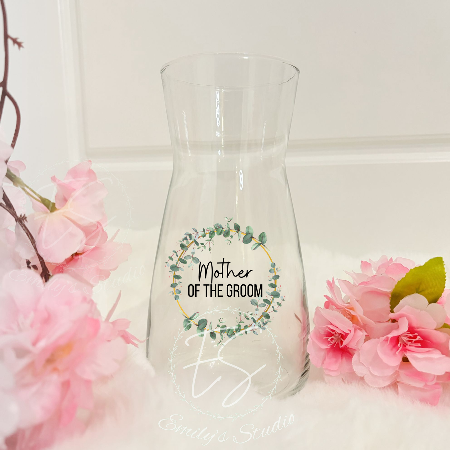 Personalised Wedding Role Glass Vase – Mother of the Groom / Bridal Party Keepsake Vase