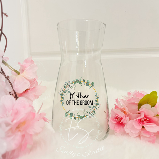 Personalised Wedding Role Glass Vase – Mother of the Groom / Bridal Party Keepsake Vase