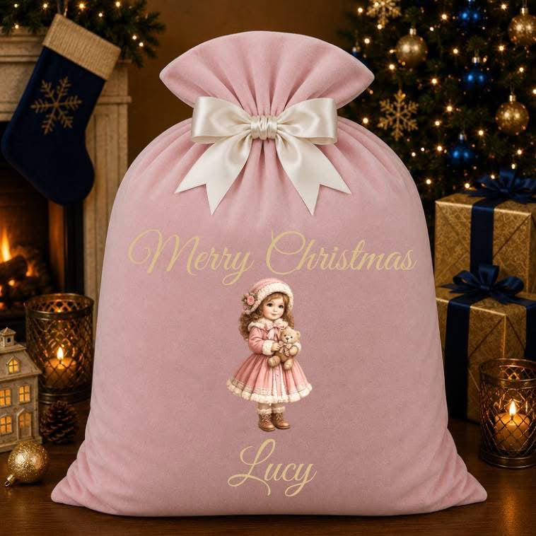 Personalised Santa Sack | Luxury Christmas Sack | Christmas Eve Gift Bag | Custom Velvet Santa Sack | Personalised Christmas Bag | Xmas Keepsake-vinyl only