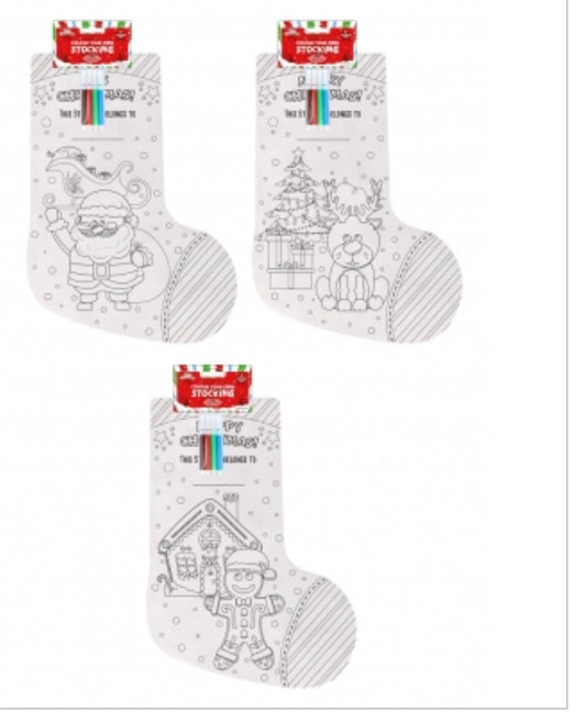 Christmas Colour Your Own Stocking | Colour-In Christmas Stocking with Felt Tip Pens | Christmas Eve Box Filler | Children’s Christmas Craft Activity