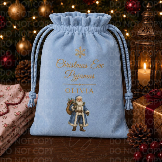 Personalised Christmas Pyjama Bag | Luxury Christmas Eve Bag | Custom Christmas PJ Bag | Personalised Christmas Gift Sack | Christmas Eve Keepsake-vinyl only