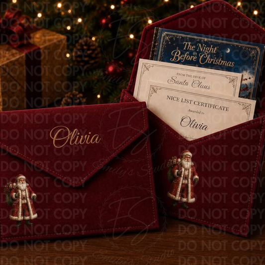 Personalised Christmas Eve Envelope | Luxury Christmas Gift Envelope | Christmas Keepsake | Personalised Gift Bag- Letters/stories not included but on separate listings-vinyl only