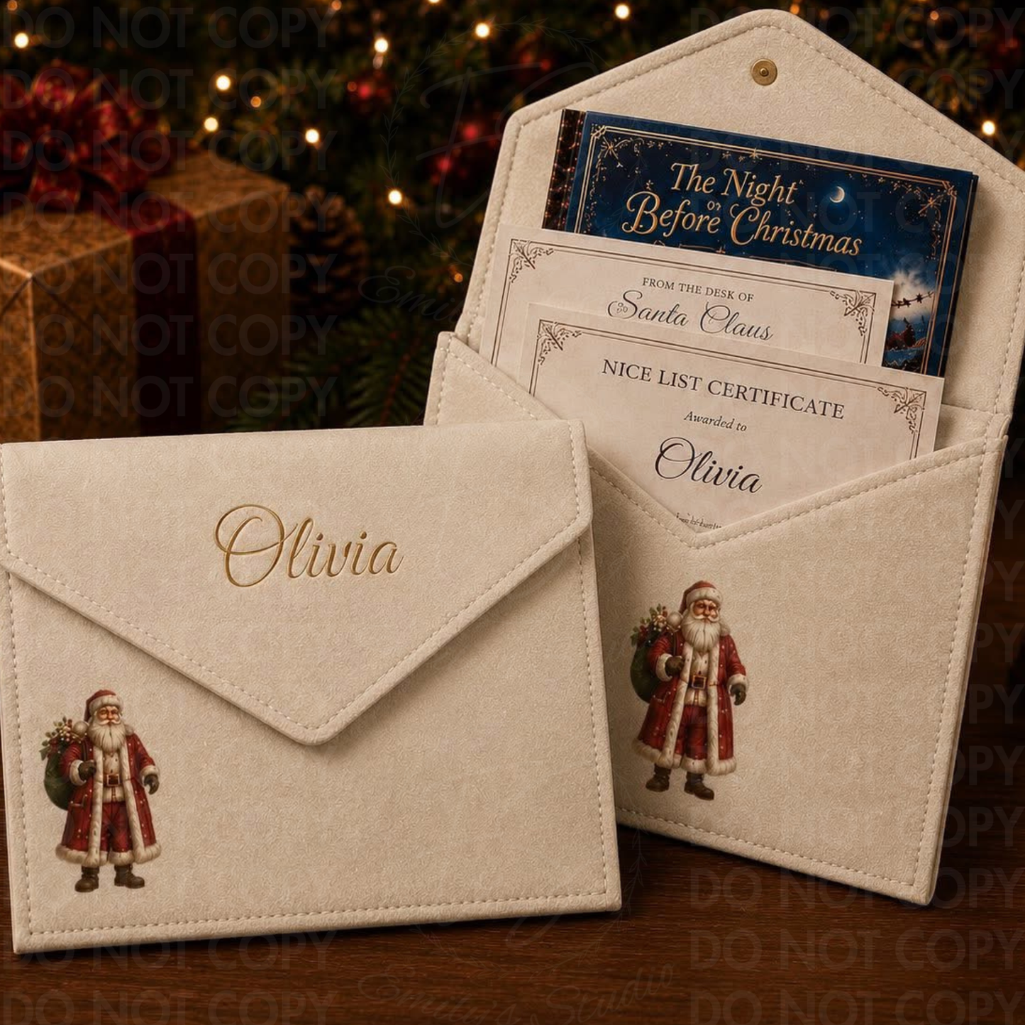 Personalised Christmas Eve Envelope | Luxury Christmas Gift Envelope | Christmas Keepsake | Personalised Gift Bag- Letters/stories not included but on separate listings-vinyl only