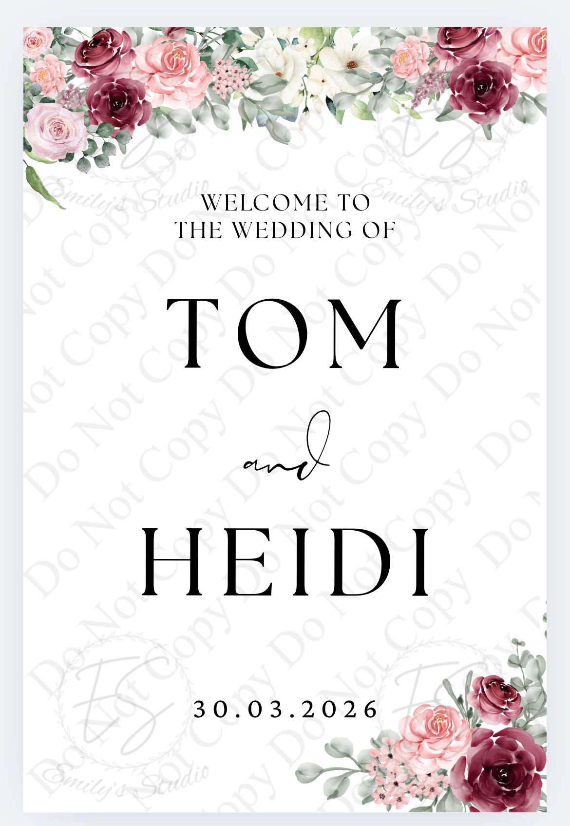 A2 Wedding Sign Design Service & Print
