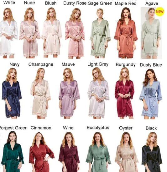 Adult/Child Thick Satin Lace Robes