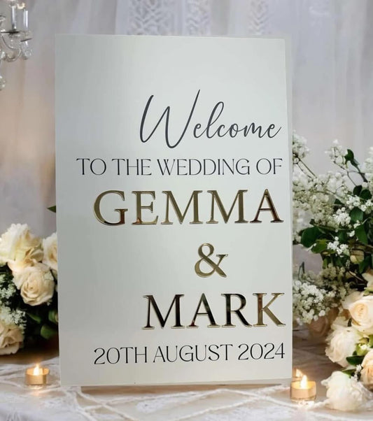 Welcome To The Wedding Sign With Acrylic 3D Wording Welcome Board