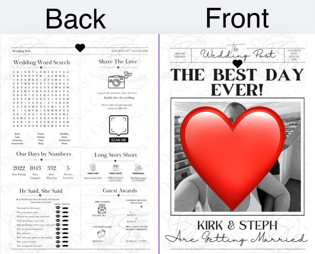 Wedding Newspapers (Black & White only)