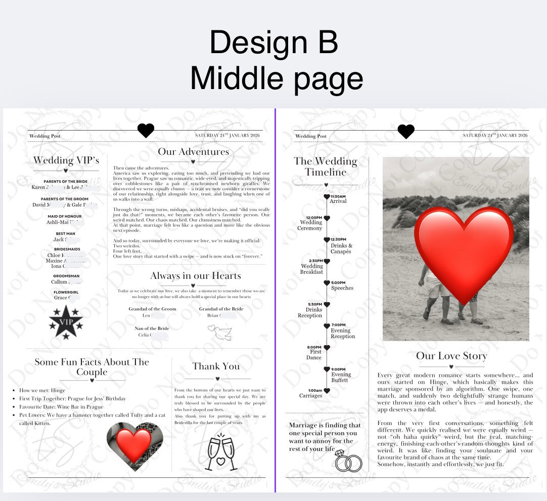 Wedding Newspapers (Black & White only)
