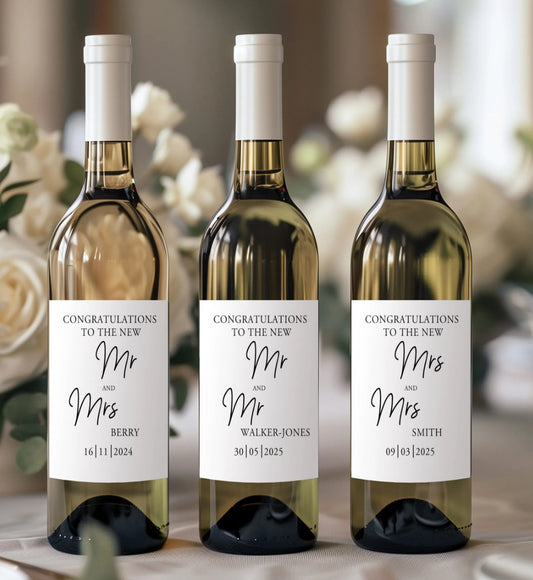 Personalised Wedding Wine Label Simple & Elegant
